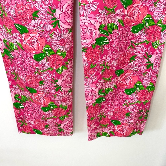 Lilly Pulitzer Pink Floral Print Palm Beach Fit Cropped Pants, Sz 4 - Picture 3 of 9